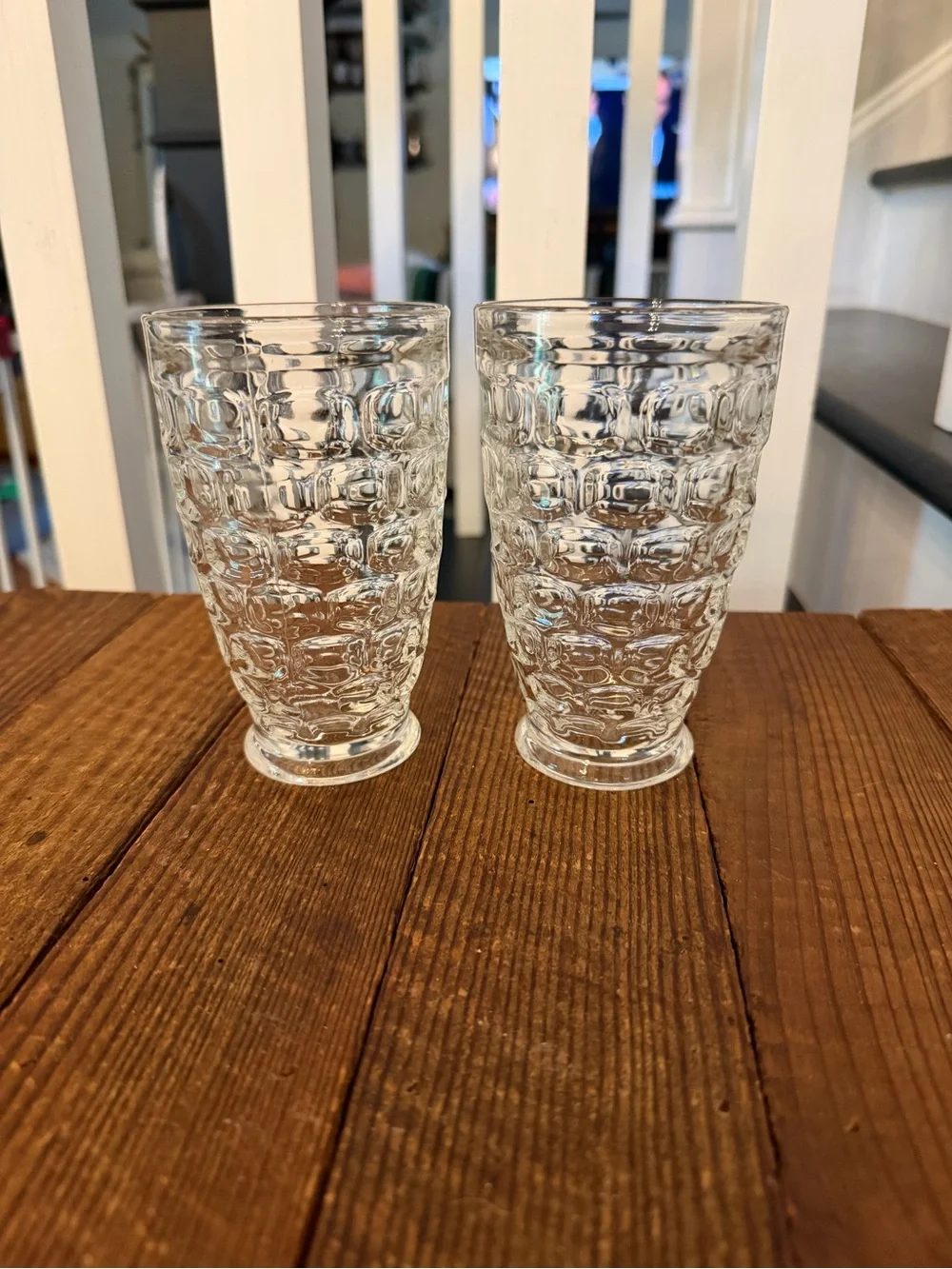 Pair of Vintage Textured Clear Glass Tumblers
